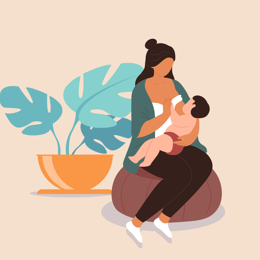 Imagen dibujada de una madre lactando a su bebé.