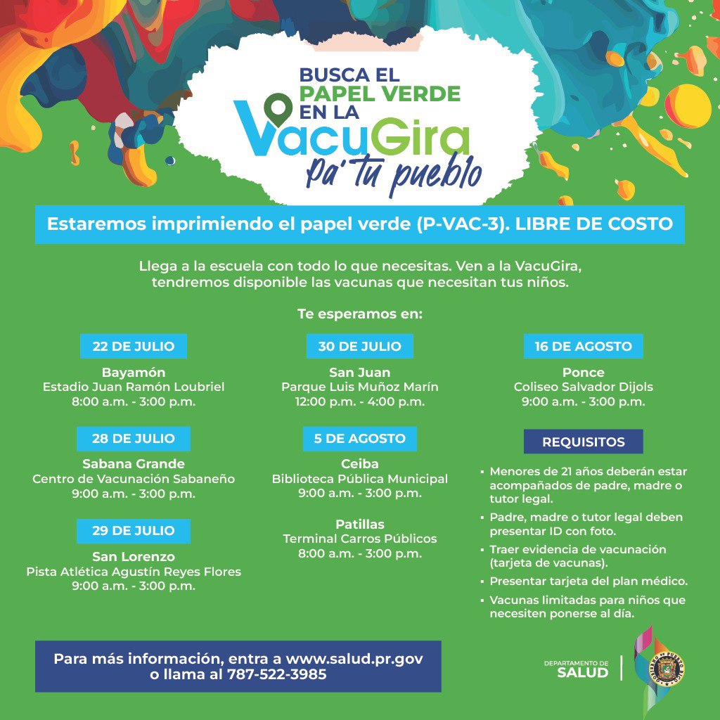 Lista de municipios que participaran en el VacuGira
