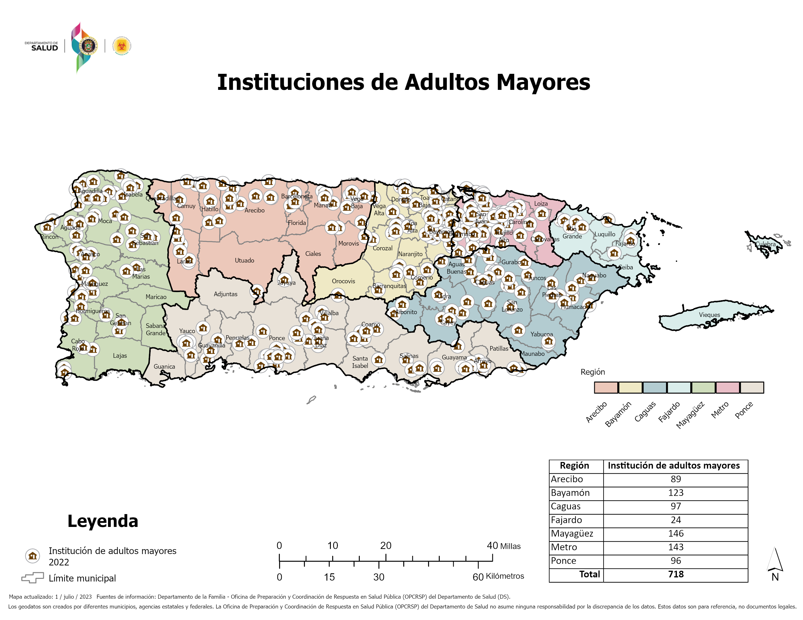 Mapa de centros adultos mayores en PR