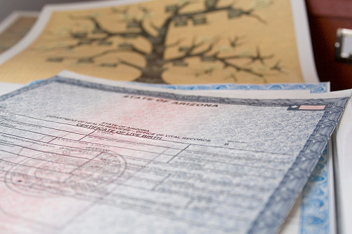 Imagen del documento que se otorga como certificado de nacimiento.